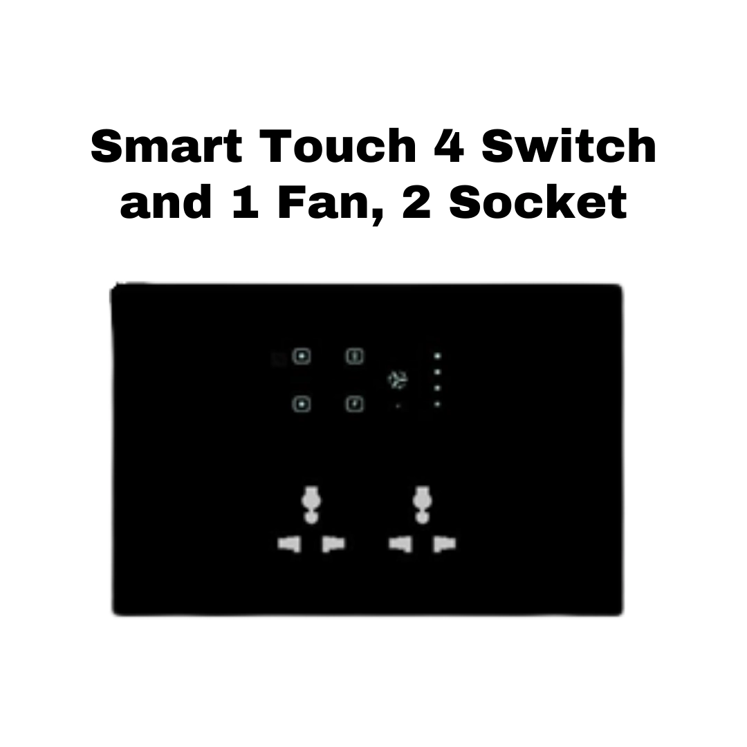 12 module smart touch 4 switch and 1 fan 2 socket board automation india