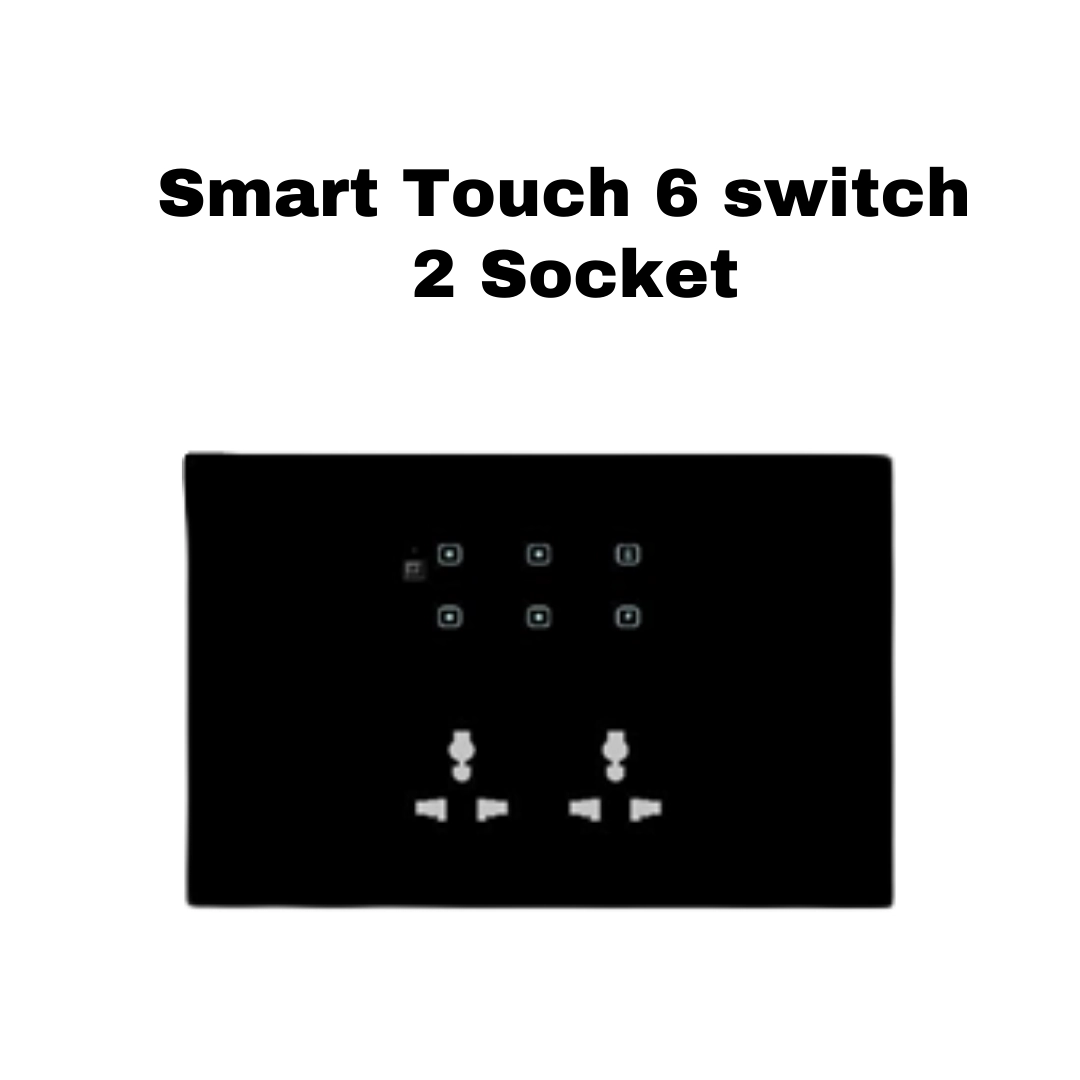 12 module smart touch 6 switch and 2 socket board automation india
